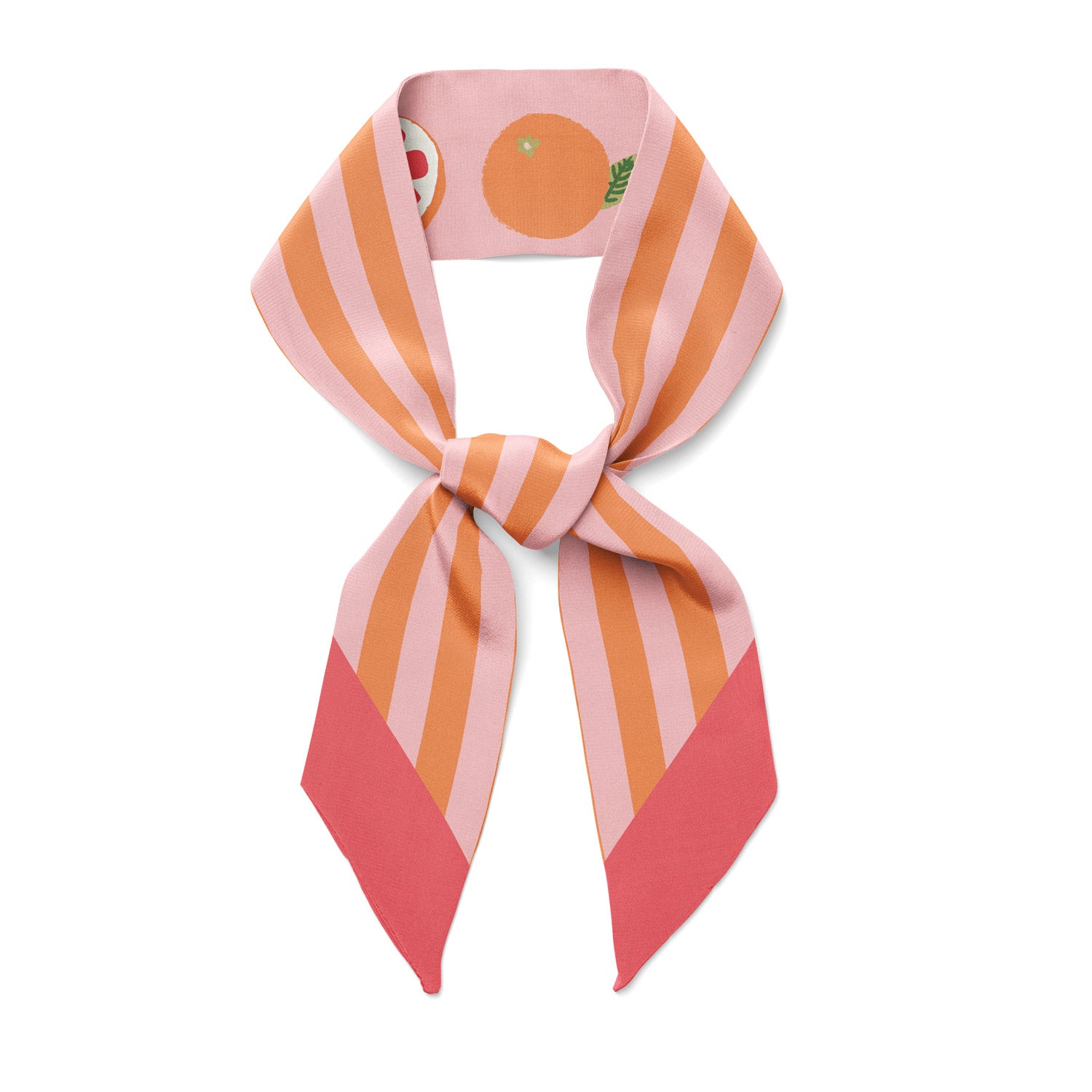  double sided juicy calfornia pomelo twilly bow ribbon silk scarf for hair  neck various versatile uses