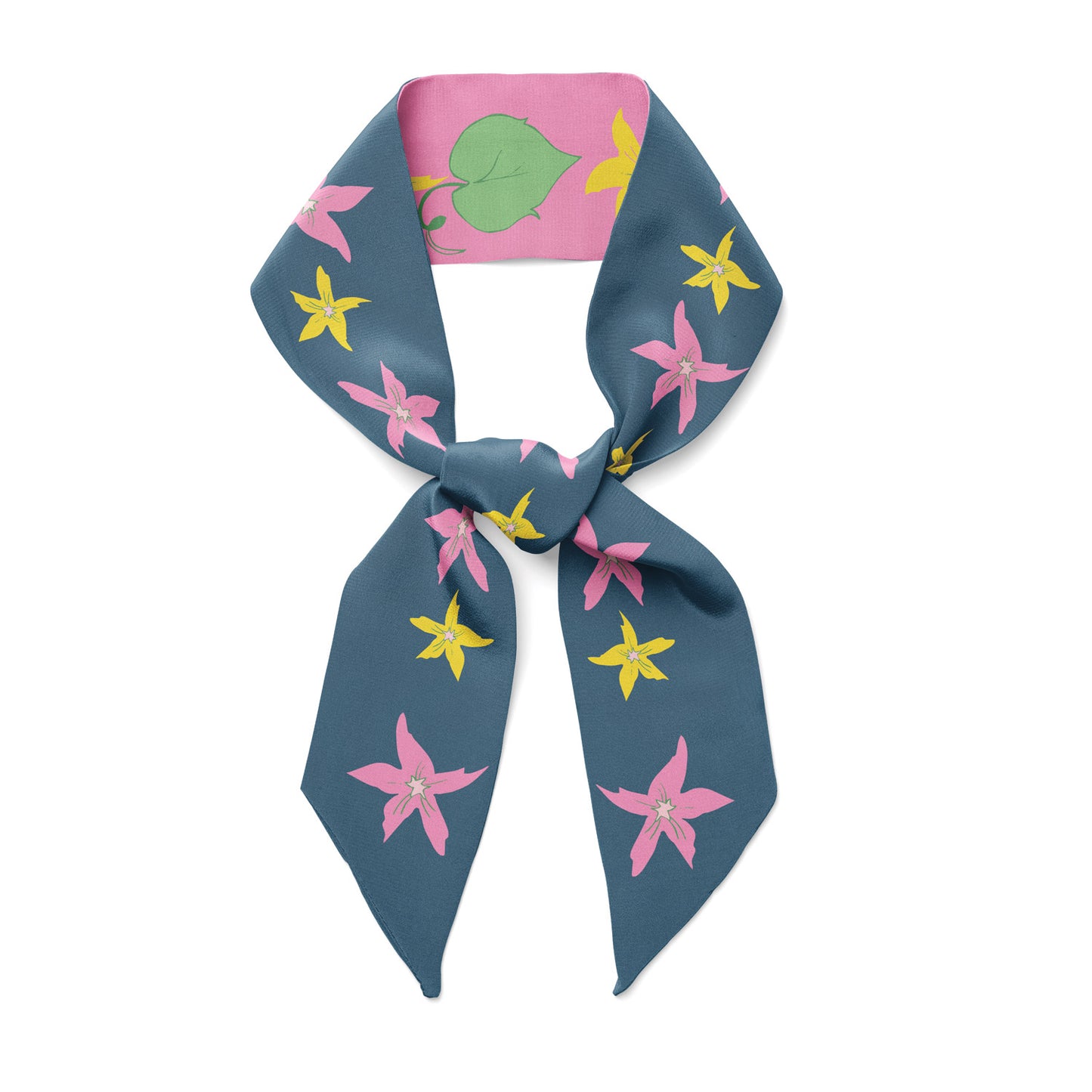 cucumber garden double sided twilly bow ribbon silk scarf  for hair  neck various versatile uses