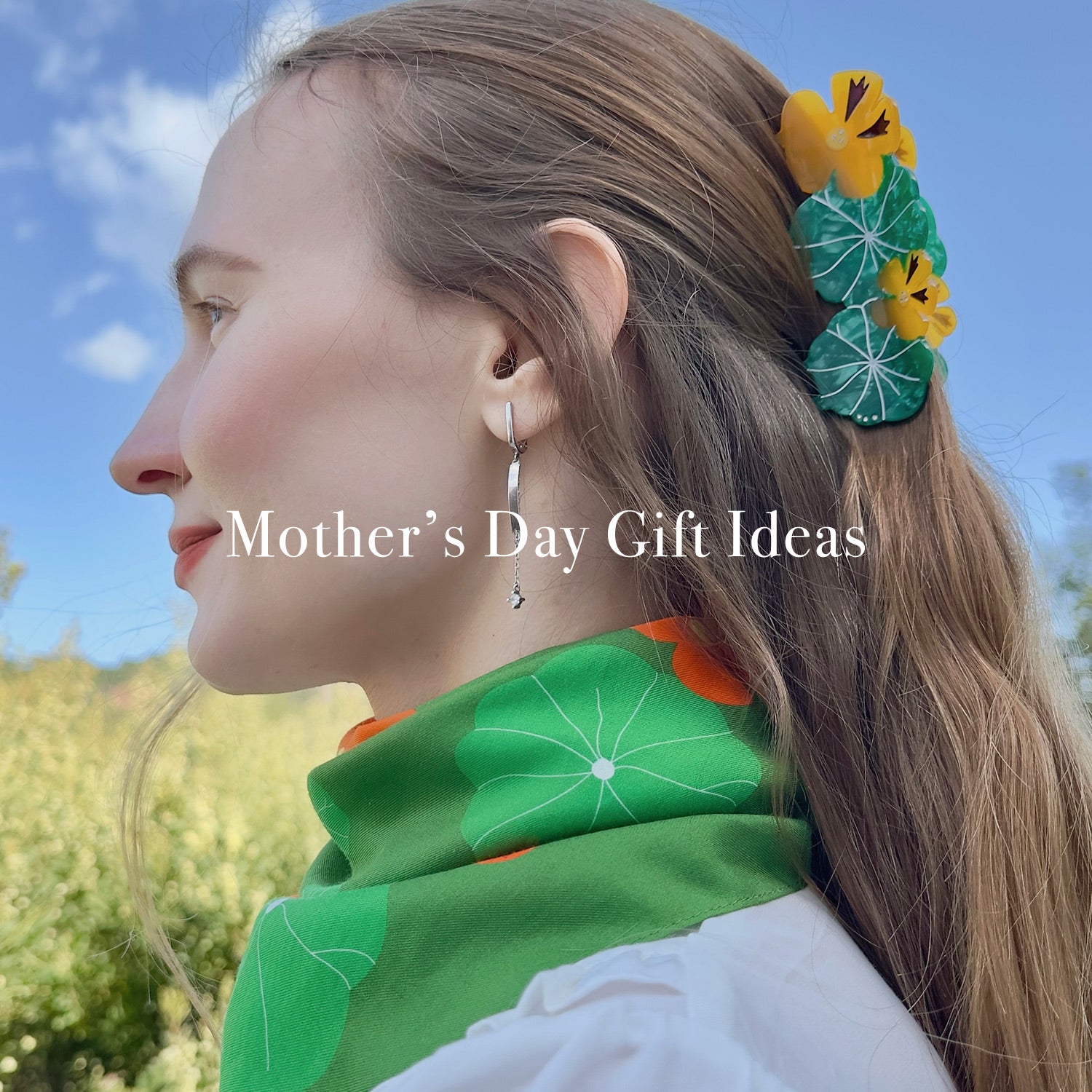 Mother's day gift ideas nasturtium hair claw and bandana 