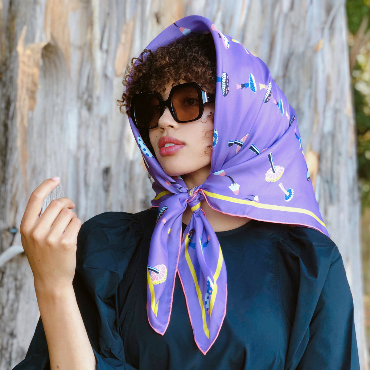Dipsea Mushrooms large silk square scarf by Centinelle