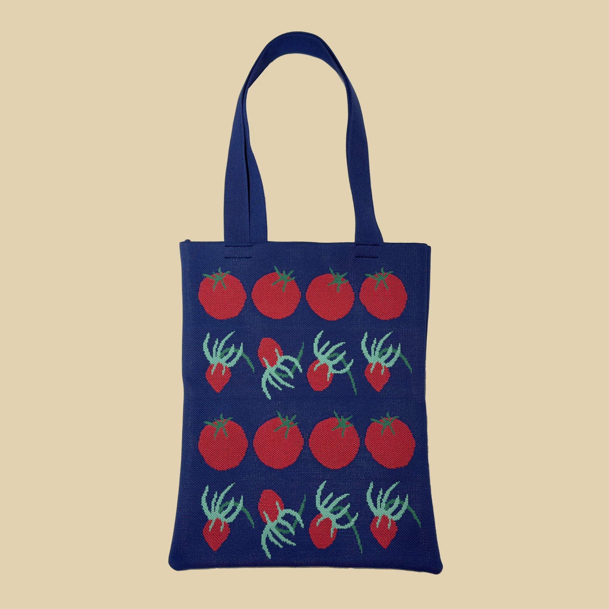 Blue Tomatoes Knit Tote Bag