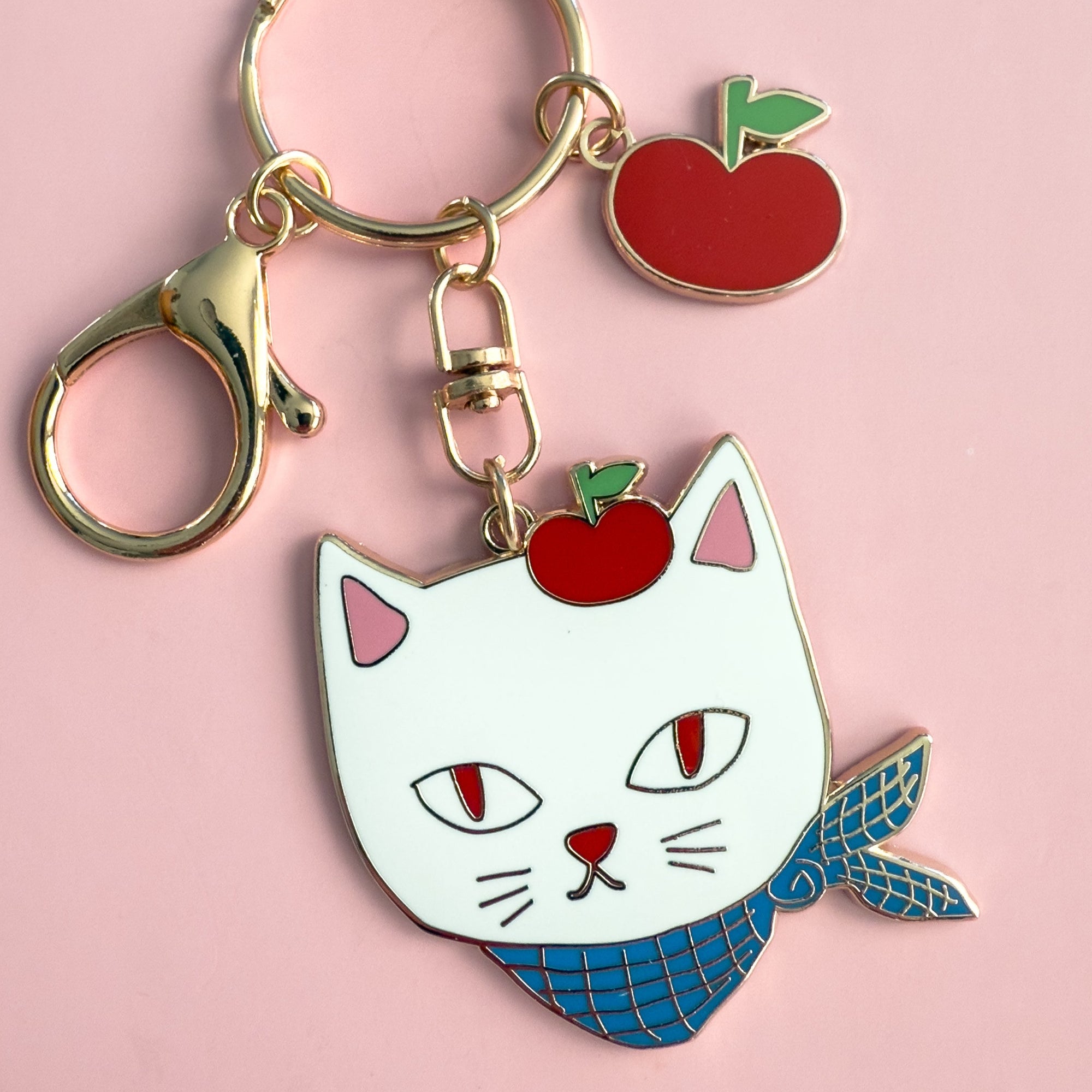 Apple Cat keychain Charm