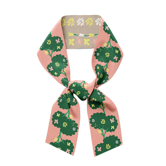 Broccolini silk twill pink scarf.