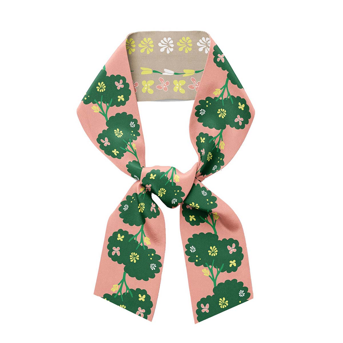 Broccolini silk twill pink scarf.