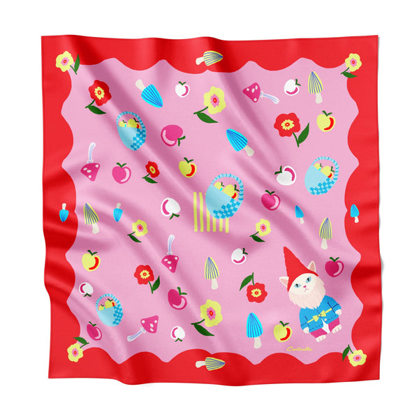 Cat Garden Gnome Silk Medium Square Scarf – centinelle
