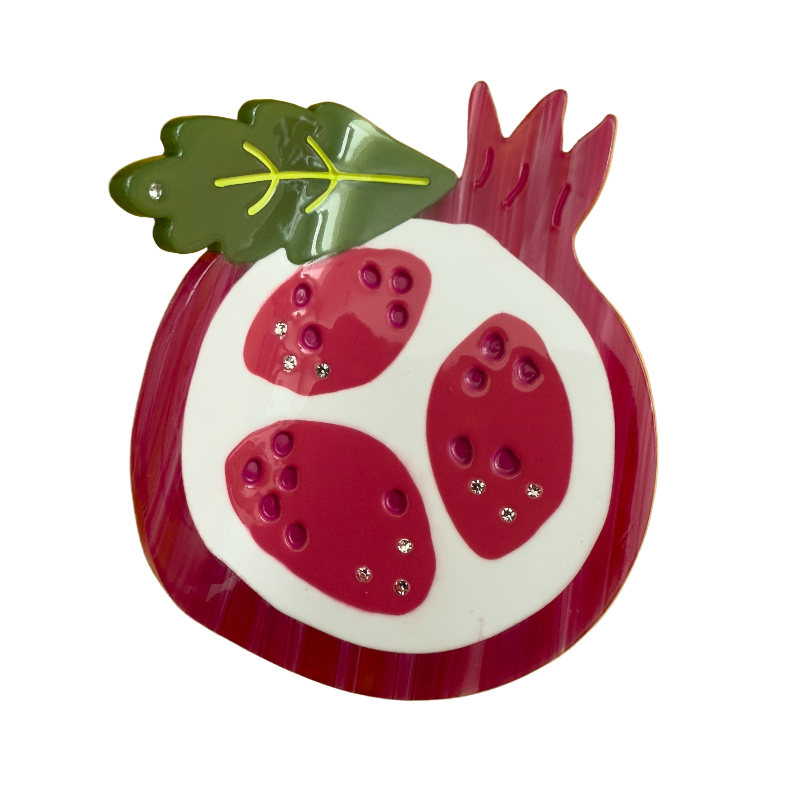 hair claw pomegranate with a green leaf from centinelle