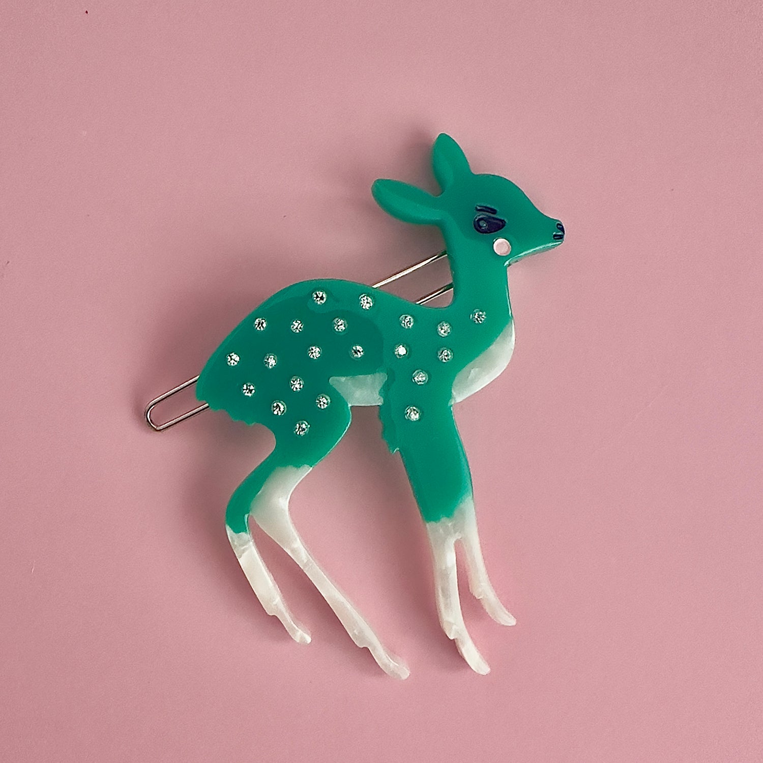 DEER BLUEBERRIES GREEN - Hair Clip - centinelle.