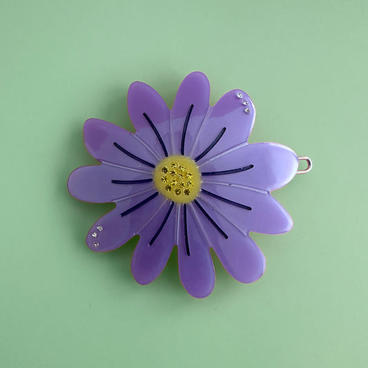 purple flower hair clip