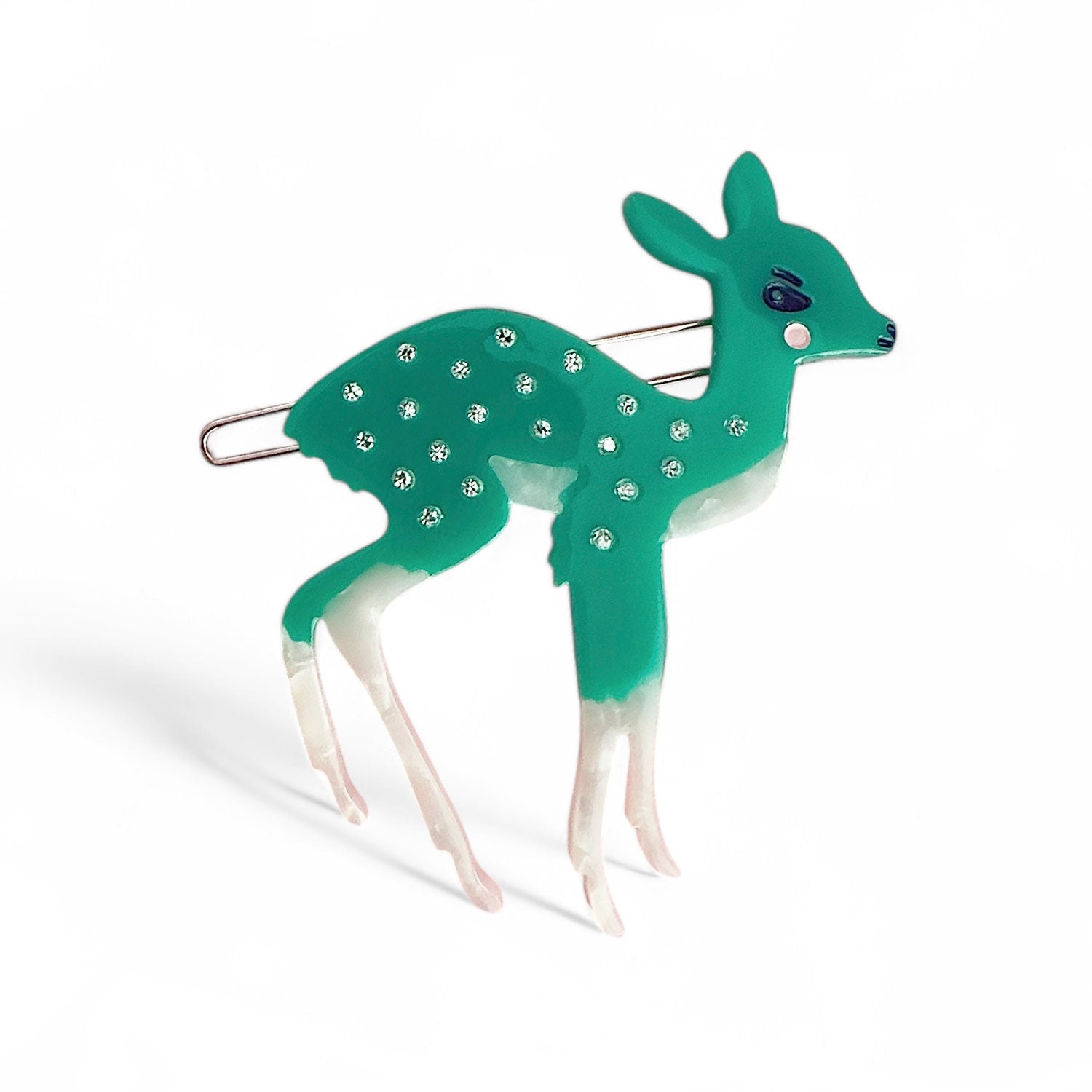 DEER BLUEBERRIES GREEN - Hair Clip - centinelle.