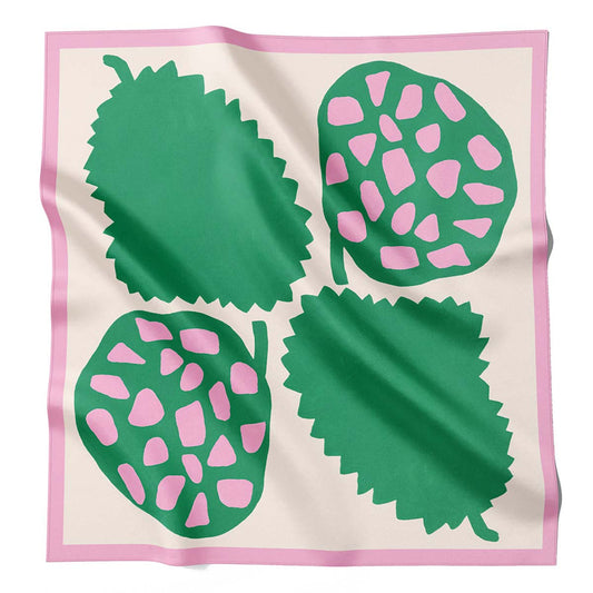 Rockmelon on a pink silk bandana.