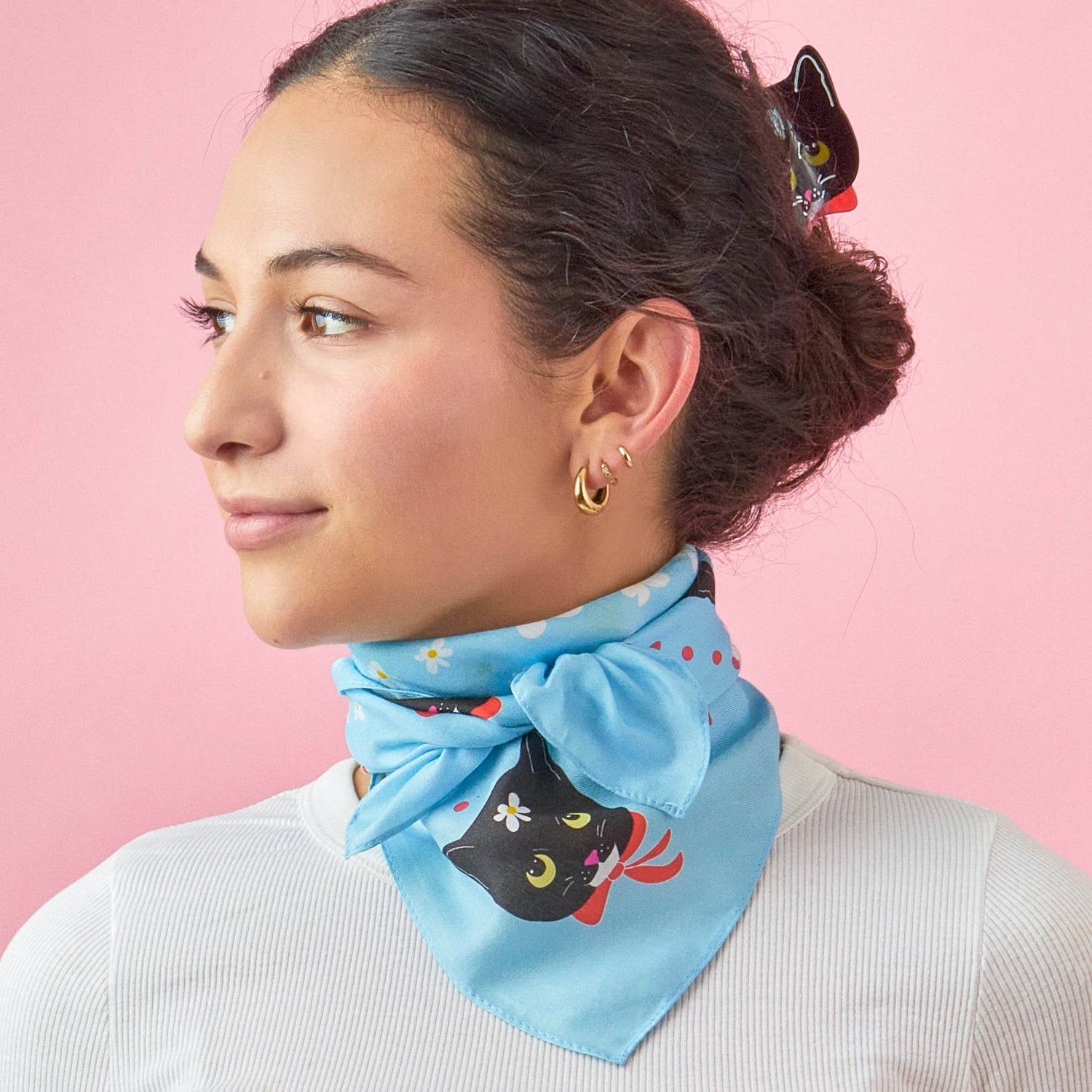 Naoko Cat Cotton Silk Bandana – centinelle - Main Image
