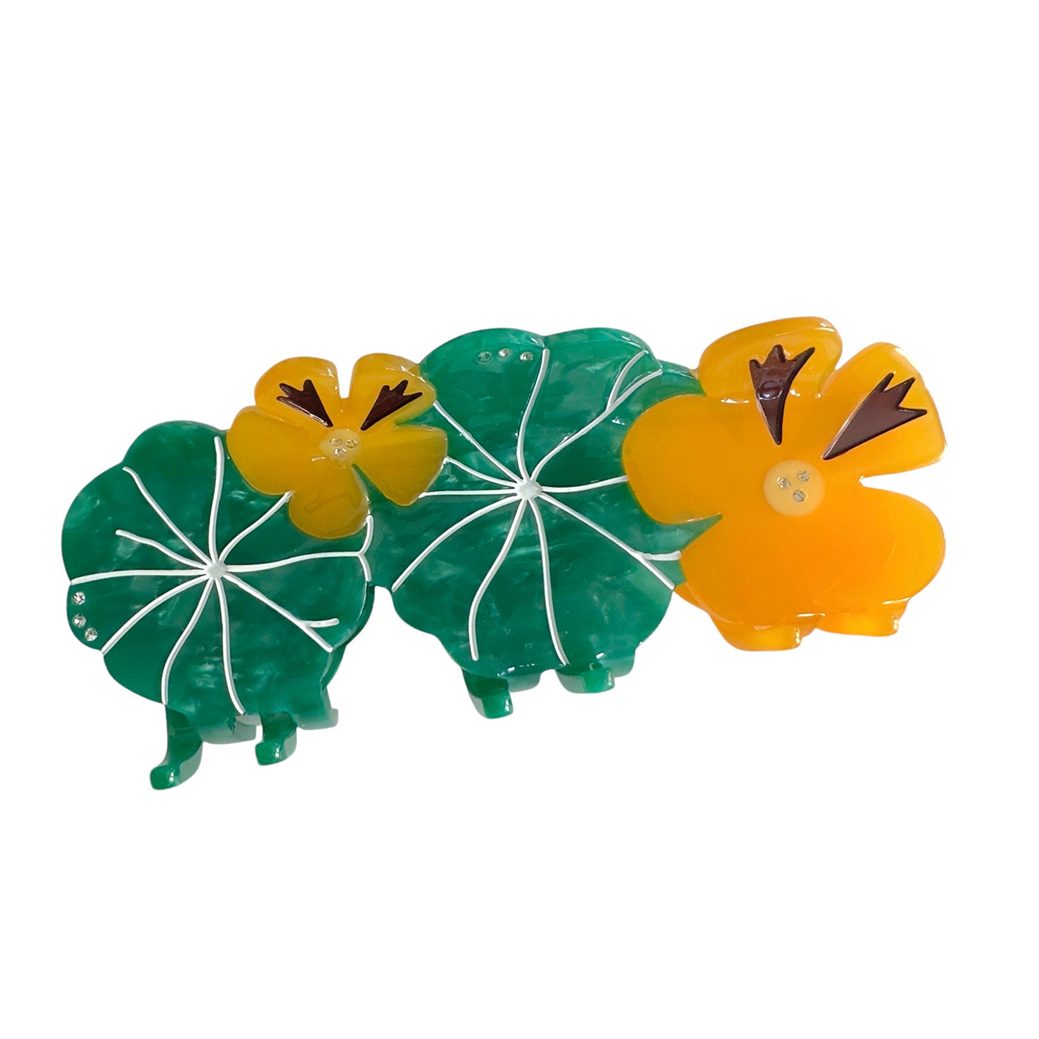 Nasturtium garden green and orange hair claw for a sustainable gardening 