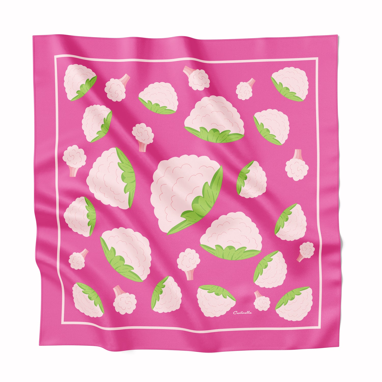 Hot Pink silk scarf with pink cauliflower.