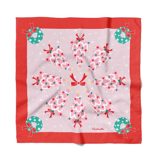 Pink Christmas Tree  bandana with Twinkly lights and frosting decorations are just right to get festive this holiday 