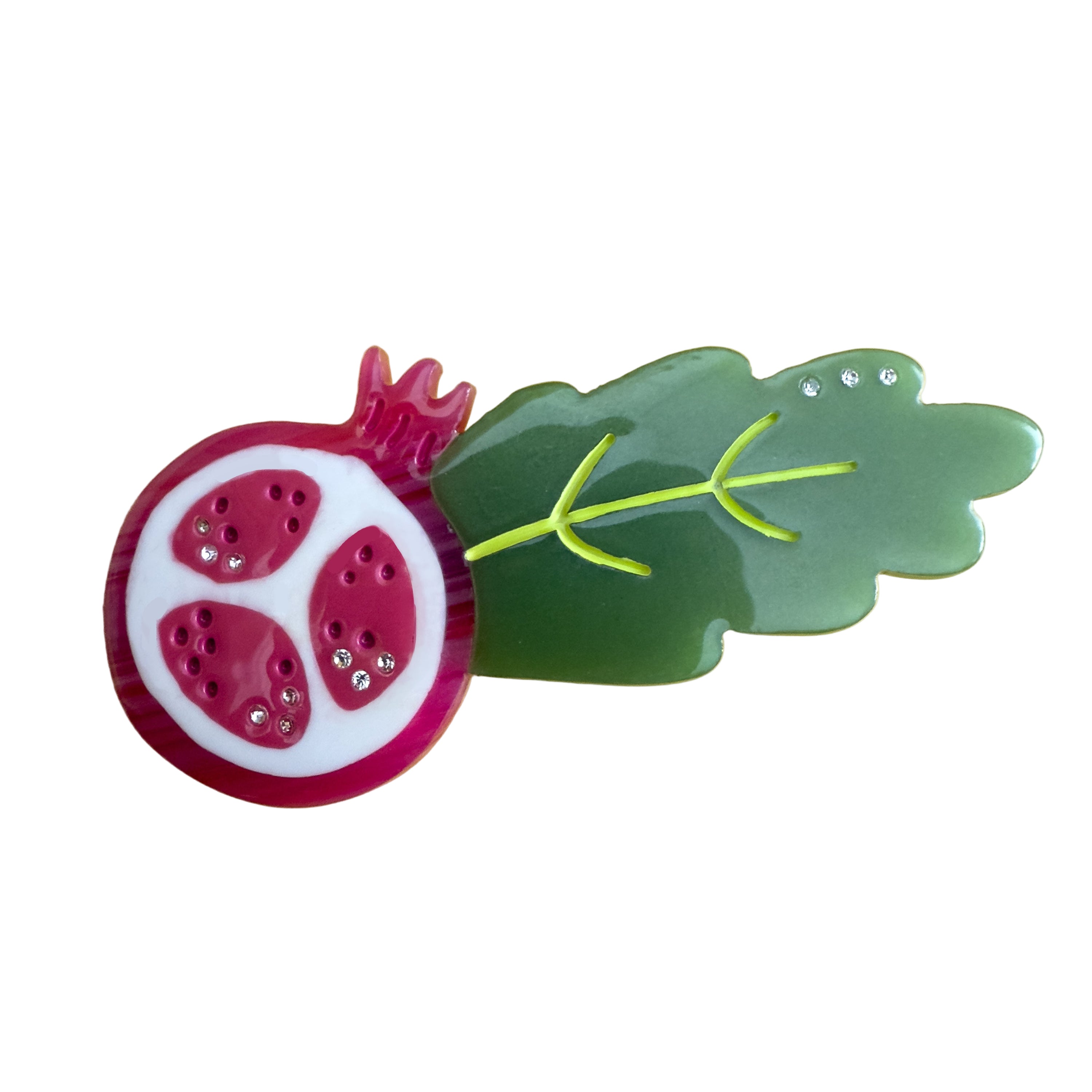 Decorative pomegranate hair alligator clip  with leaf 
