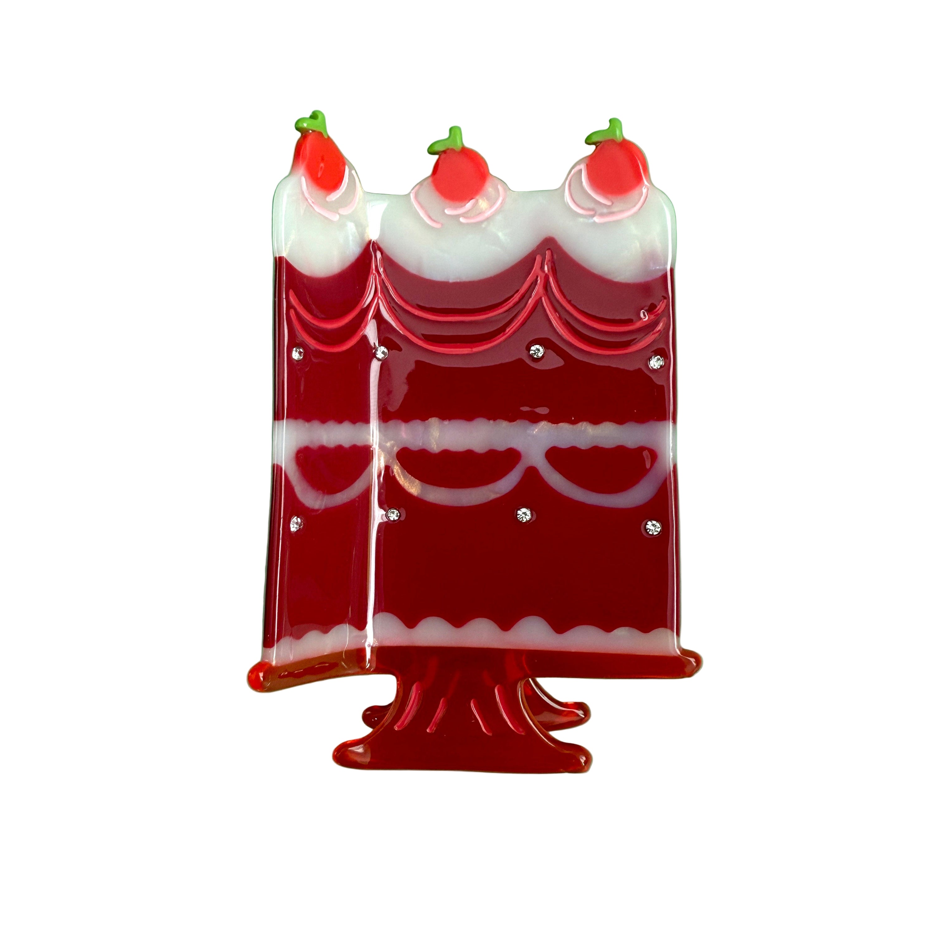 Red velvet and cherry cake with white frosting hair claw from Centinelle