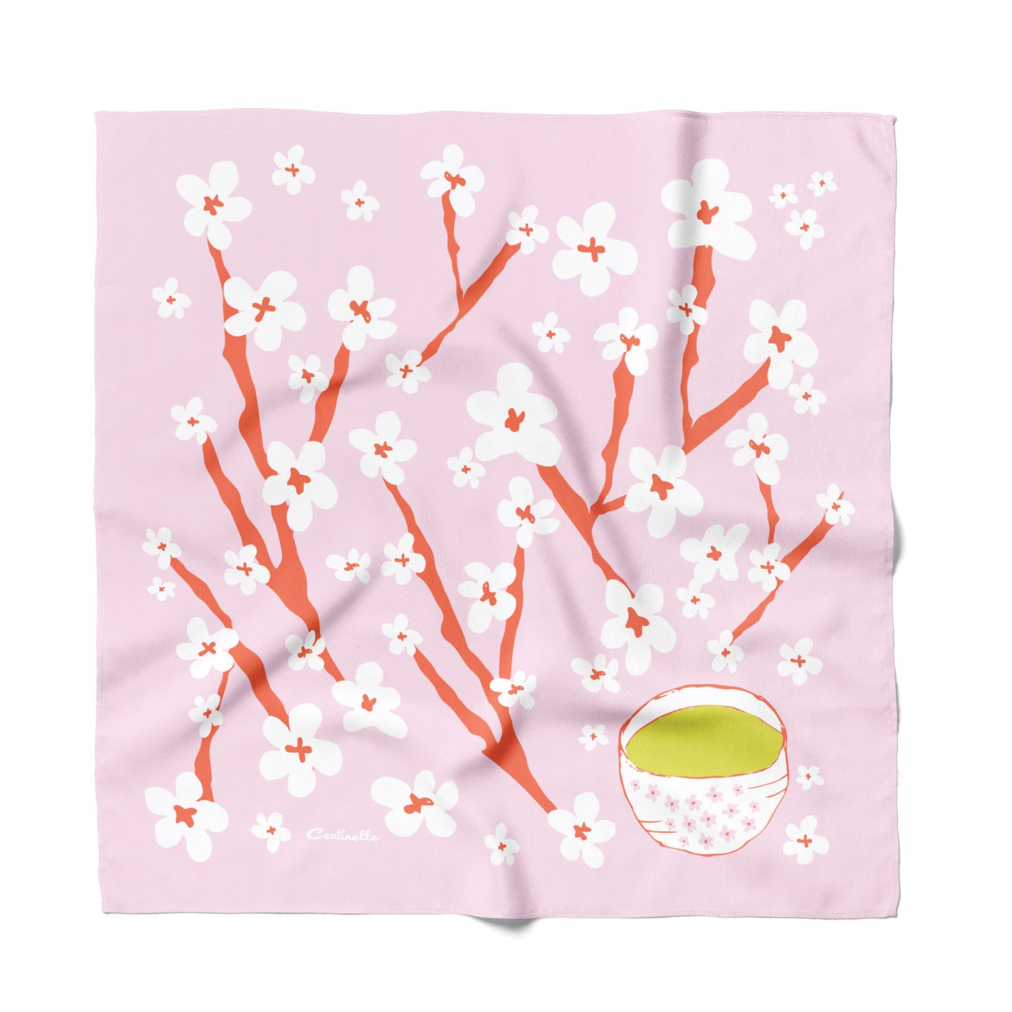 Cherry blossoms and green tea Sakura Matcha cotton silk bandana fashion accessory
