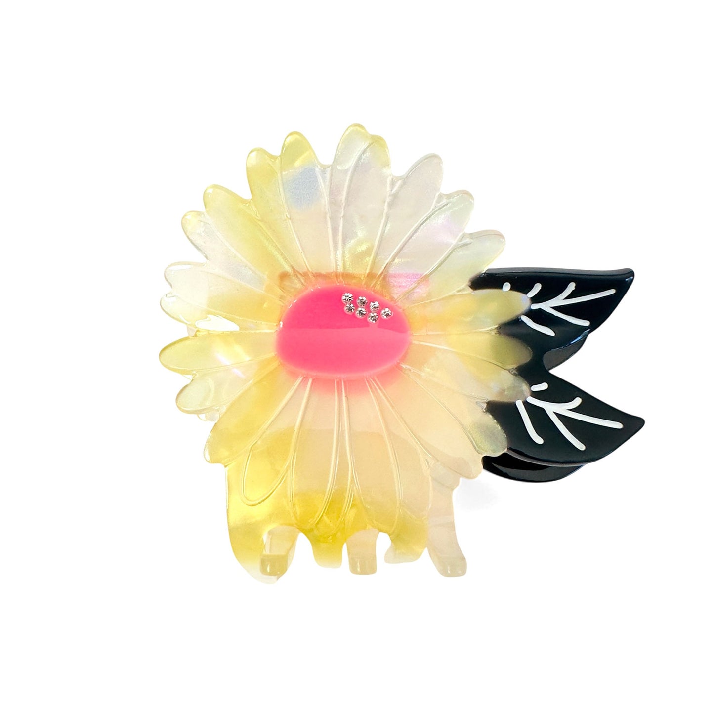 Beautiful White Winter Flower Hair Claw with a touch of Neon to enhance your winter!