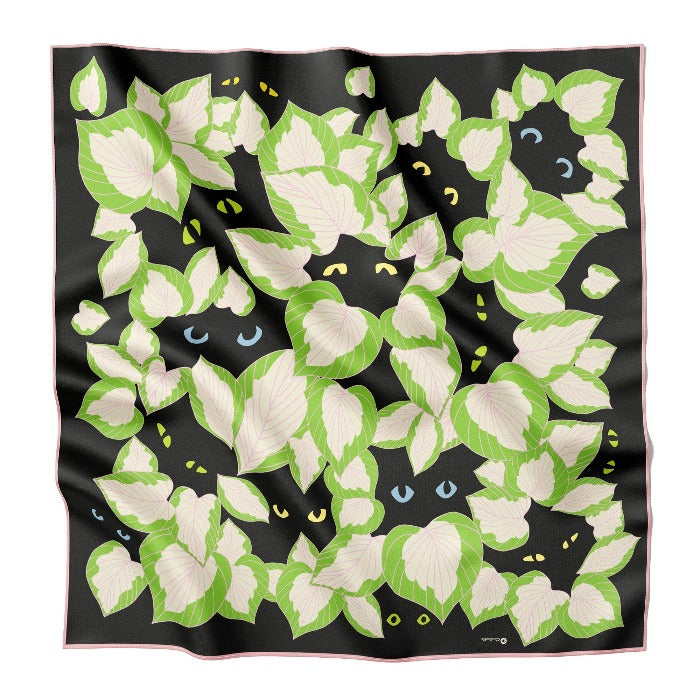 PLANTS AND CATS - Silk Medium Square Scarf - centinelle
